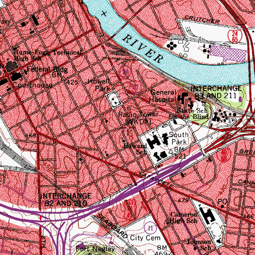Topographic Map of Nashville Fire Department Station 9, TN