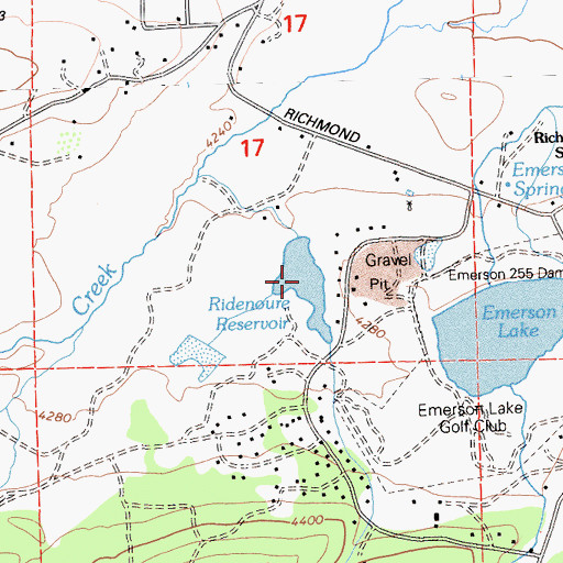 Topographic Map of Ridenoure Reservoir, CA