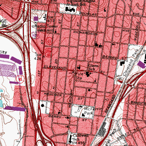Topographic Map of Nashville Fire Department Station 3, TN