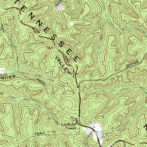 Topographic Map of Tennessee Department of Agriculture Division of Forestry Erin Fire Tower, TN