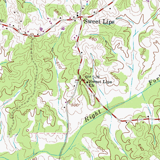 Topographic Map of Chester County Fire Department / Sweet Lips Volunteer Fire Department Station 560, TN