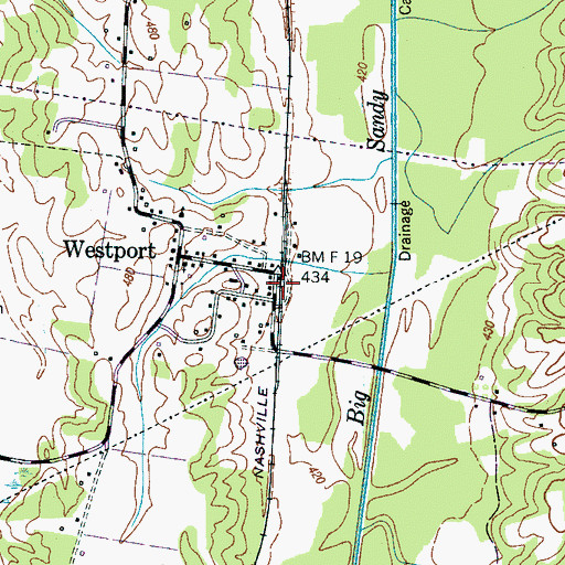 Topographic Map of Carroll County Rural Fire Department District 19 Westport, TN