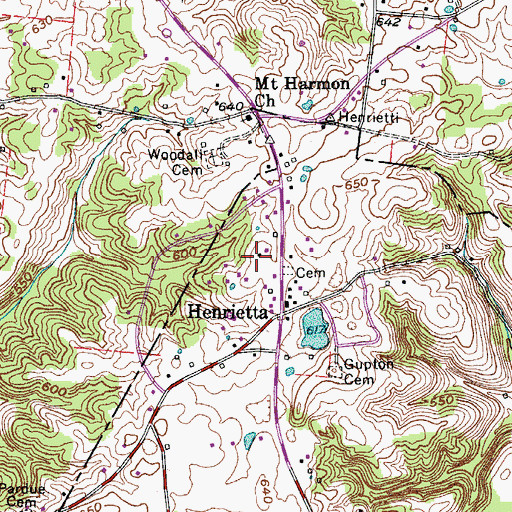 Topographic Map of Henrietta Volunteer Fire Department Station 1, TN