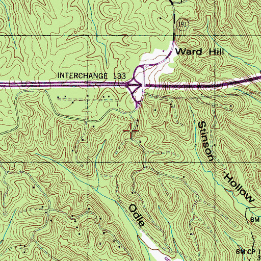 Topographic Map of South 40 Volunteer Fire Department, TN