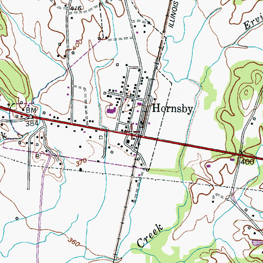 Topographic Map of Hornsby Volunteer Fire Department, TN