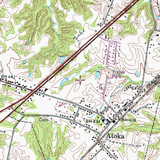Topographic Map of Munford and Atoka Fire Department Station 2, TN