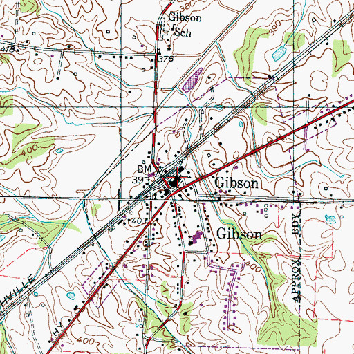Topographic Map of Gibson City Volunteer Fire Department, TN