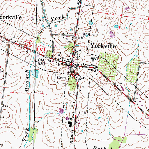Topographic Map of Yorkville Fire Department, TN