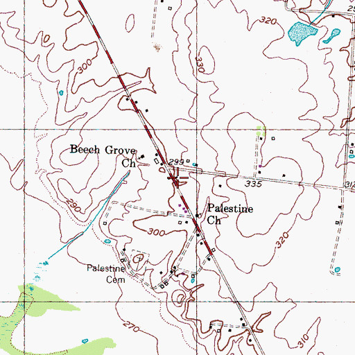 Topographic Map of Bruceville Volunteer Fire Department, TN