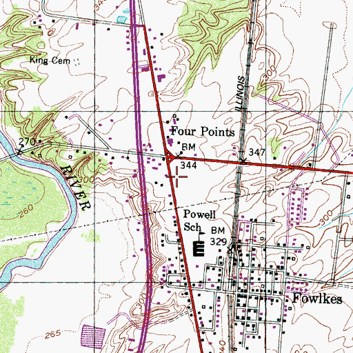 Topographic Map of Fowlkes Volunteer Fire Department, TN