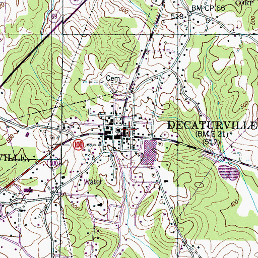 Topographic Map of Decatur County Volunteer Fire Department Station 3, TN