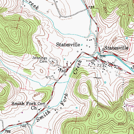 Topographic Map of Wilson Emergency Management Agency Station 7 Statesville, TN