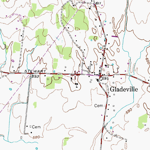 Topographic Map of Wilson Emergency Management Agency Station 5 Gladeville, TN