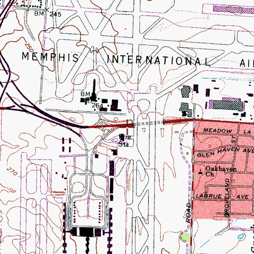 Topographic Map of City of Memphis Division of Fire Station 33, TN