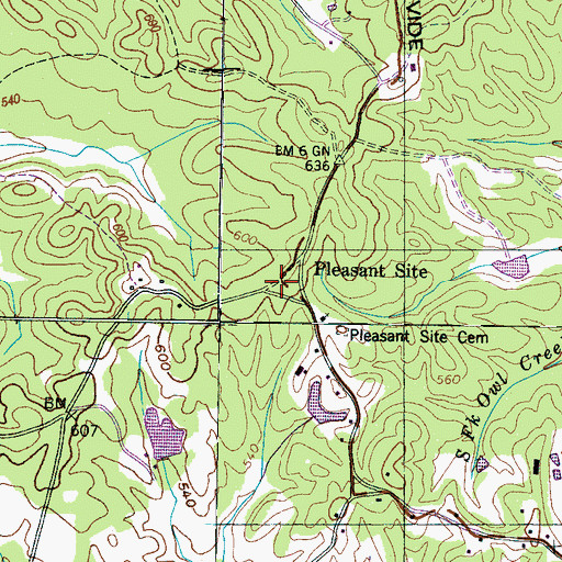 Topographic Map of McNairy County Fire Department Station 23 Pleasant Site Fire Department, TN