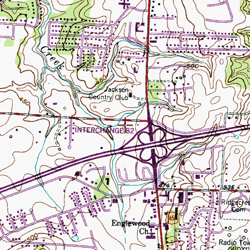 Topographic Map of Jackson Fire Department Station 5, TN