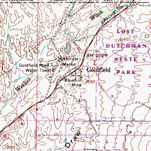Topographic Map of Bluebird Mine, AZ