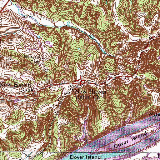 Topographic Map of Stewart County Volunteer Fire Service Station 3 New Haven, TN