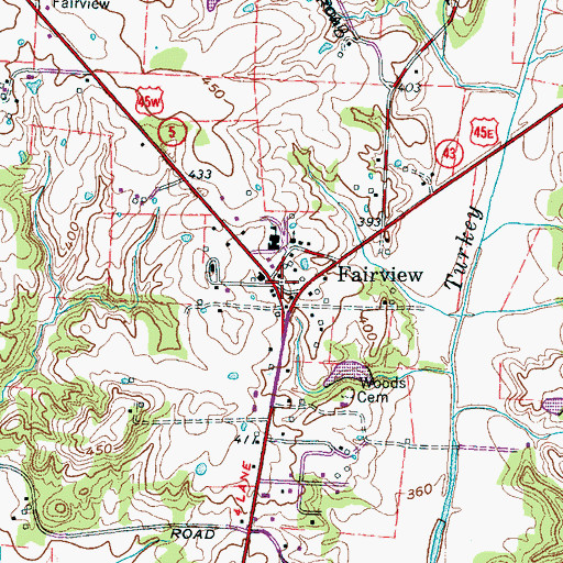 Topographic Map of Madison County Fire Department Station 6, TN