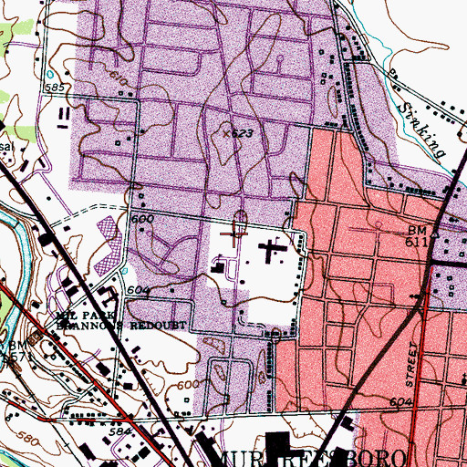 Topographic Map of Murfreesboro Fire Department Station 4, TN