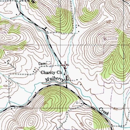 Topographic Map of Metro Lynchburg Moore County Volunteer Fire Department Station 5 Charity, TN