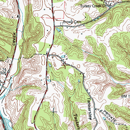 Topographic Map of Metro Lynchburg Moore County Volunteer Fire Department Station 3 Tankersley Ridge, TN