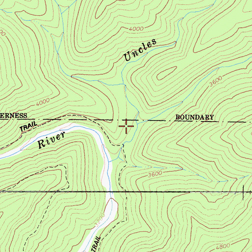 Topographic Map of Right Hand Fork Uncles Creek, CA