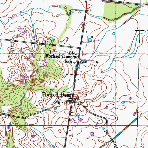 Topographic Map of Brownsville - Haywood County Fire Department District 6, TN