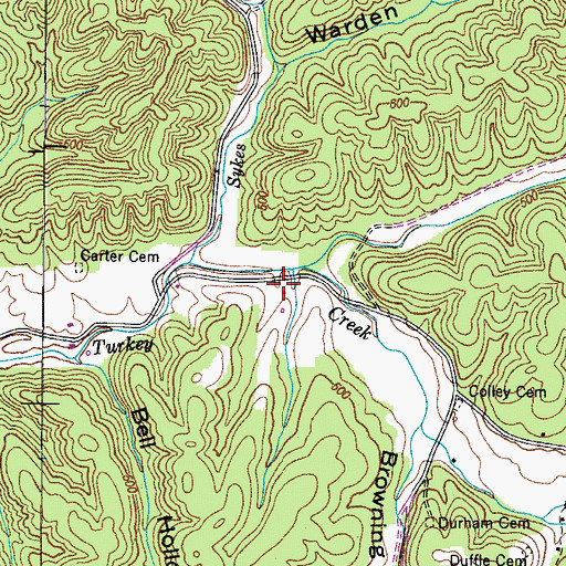Topographic Map of Humphreys County Fire Department District 5, TN