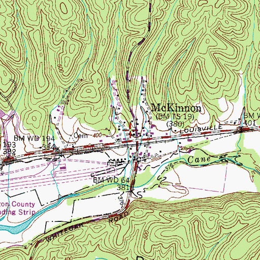 Topographic Map of Houston County Fire Department Tennessee Ridge Station, TN