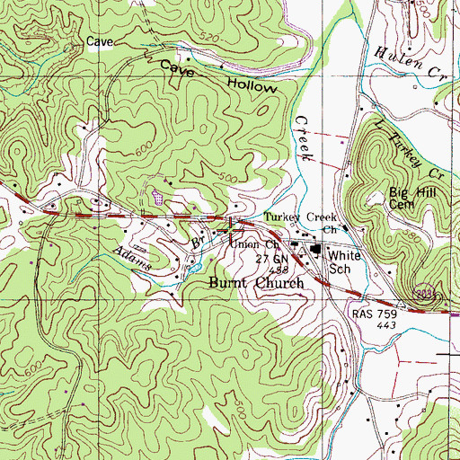 Topographic Map of Hardin County Fire Department / Emergency Management District 8 Station 1, TN