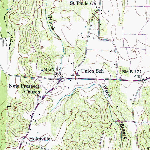 Topographic Map of Hardin County Fire Department / Emergency Management District 1 Station 2, TN