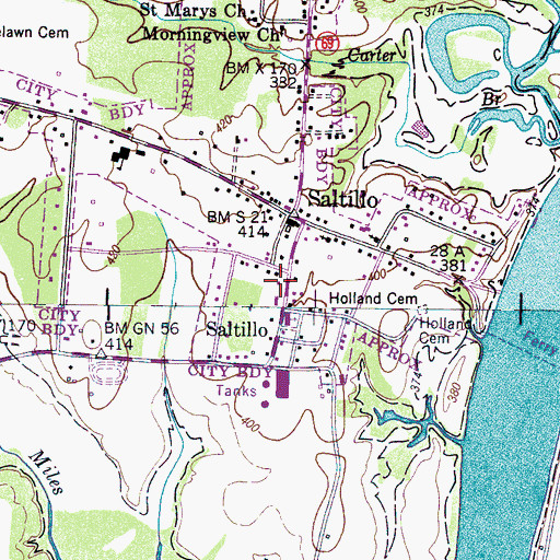 Topographic Map of Hardin County Fire Department / Emergency Management District 1 Station 1, TN