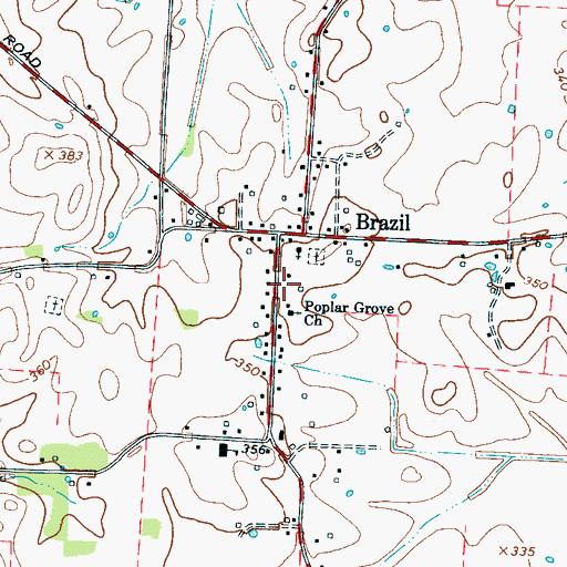 Topographic Map of Gibson County Fire Department Station 3 Brazil, TN