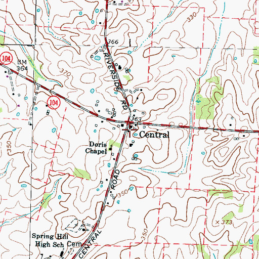 Topographic Map of Gibson County Fire Department Station 1 Springhill, TN