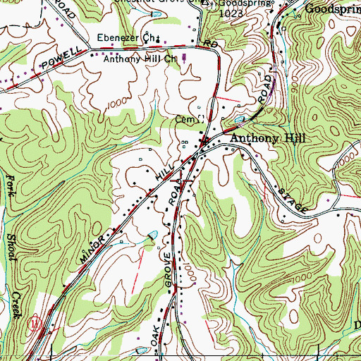 Topographic Map of Giles County Fire and Rescue Squad Anthony Hill, TN