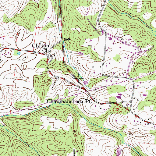 Topographic Map of Henrietta Volunteer Fire Department Station 2, TN