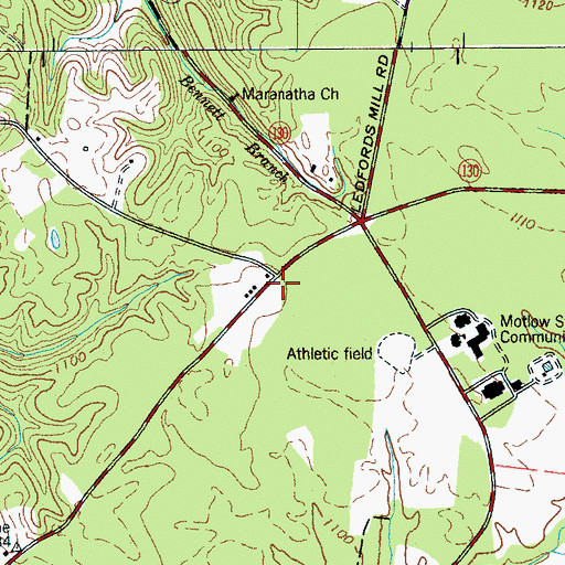 Topographic Map of Metro Lynchburg Moore County Volunteer Fire Department Station 4 Motlow College Ledford Mill, TN