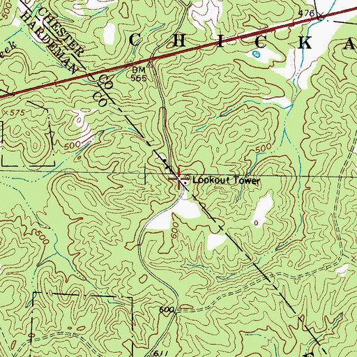 Topographic Map of Chickasaw Fire Tower, TN