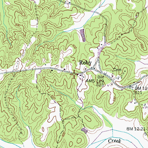 Topographic Map of Chester County Fire Department / Roby Volunteer Fire Department Station 570, TN