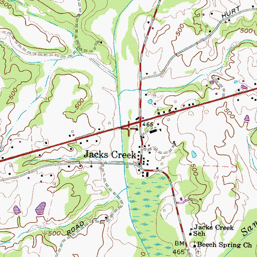 Topographic Map of Chester County Fire Department / Jacks Creek Volunteer Fire Department Station 510, TN