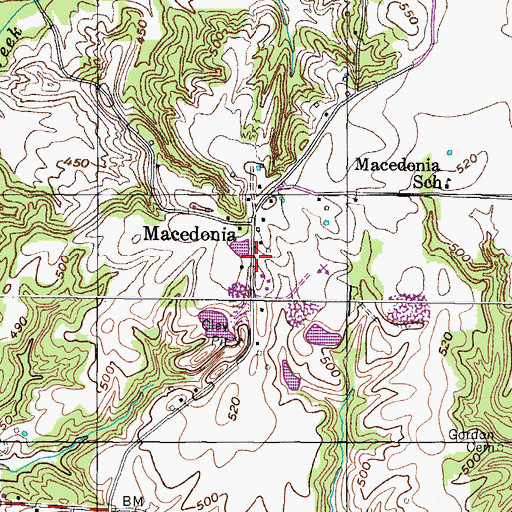 Topographic Map of Carroll County Rural Fire Department District 10 Macedonia, TN