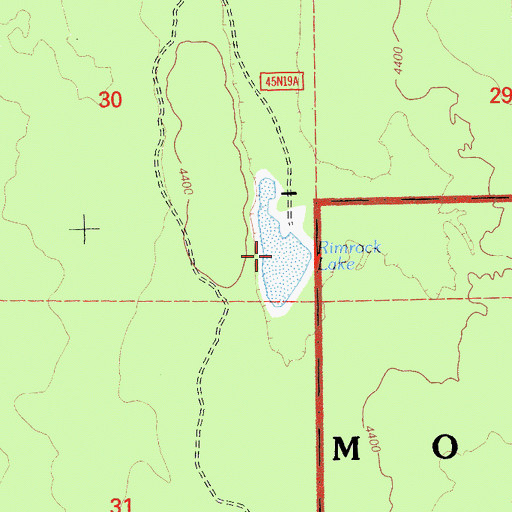 Topographic Map of Rimrock Lake, CA