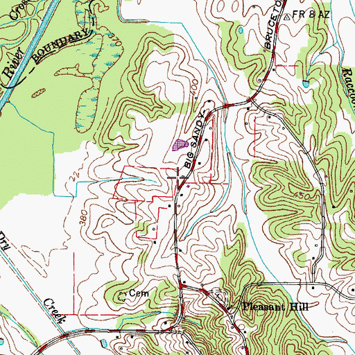 Topographic Map of Sandy River Volunteer Fire Department, TN