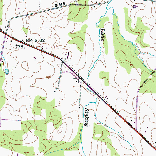 Topographic Map of Volunteer Fire Services Station 3 / WBTS Volunteer Fire Department, TN