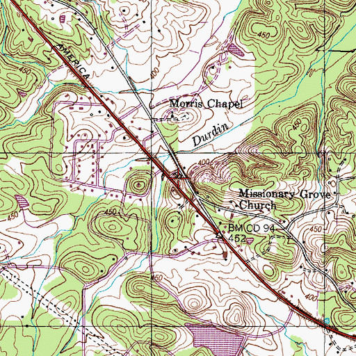 Topographic Map of Morris Chapel Volunteer Fire Department, TN