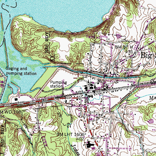 Topographic Map of Big Sandy Volunteer Fire Department, TN