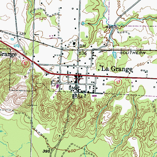 Topographic Map of La Grange Volunteer Fire Department, TN