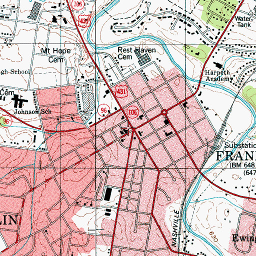 Topographic Map of Williamson County Rescue Squad Fire Station 14, TN