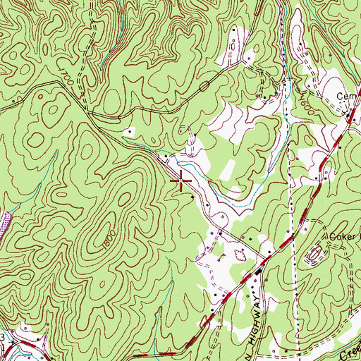 Topographic Map of Coker Creek Volunteer Fire Department, TN